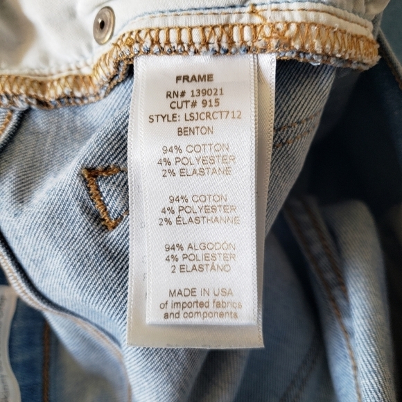 Frame Denim Benton Le Skinny de Jeanne Crop, Size 28 - Picture 7 of 9